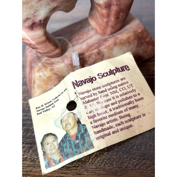 Navajo Bison Buffalo Carved Alabaster Stone Sculpture Artist Signed Todacheeny - Picture 7 of 7